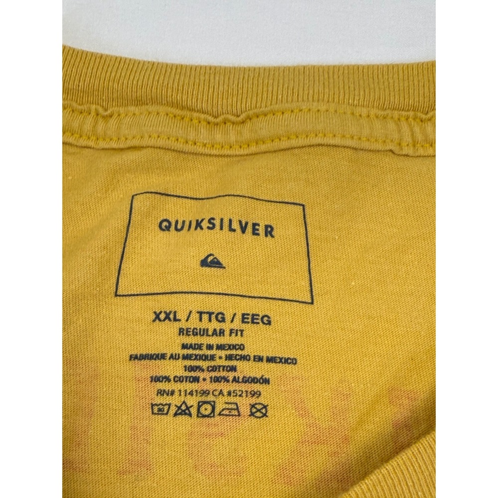 Quiksilver Mens‎ XXL Mustard Yellow Graphic T-Shirt Surf Company 100% Cotton - Picture 2 of 8